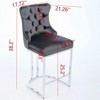 INFURNIC Counter and Bar Stools Velvet Barstools with Button Back and Rivet Trim for Kitchen Island, Gray, 21.26"*18.11"*38.2" - 2 of 4