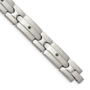 Black Bow Jewelry Men's 12mm Stainless Steel & Black CZ Antiqued Link Bracelet, 8.25 In - 1 of 4