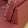 Elegant Red Semi-PU Leather Sectional Sofa - L-Shaped Design, Plush Cushions, Storage Ottoman, Modern Living Room Furniture - 4 of 4