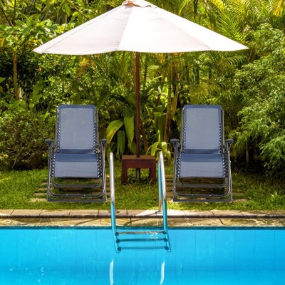 Set of 2 Blue Steel Zero Gravity Recliner Chairs