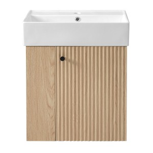TiramisuBest Modern White Bathroom Vanity with Ceramic Sink & Smart Storage Cabinet - 1 of 4