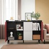 Sideboard Buffet Cabinet, 47” Storage Cabinet with 2 Drawers and Open Shelves, Modern Accent Cabinet for Dining Room, Kitchen, Living Room - 4 of 4