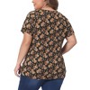 Women's Plus Size Floral Printed Round Neck Short Sleeve Casual Country Peasant Tops - Agnes Orinda - 4 of 4