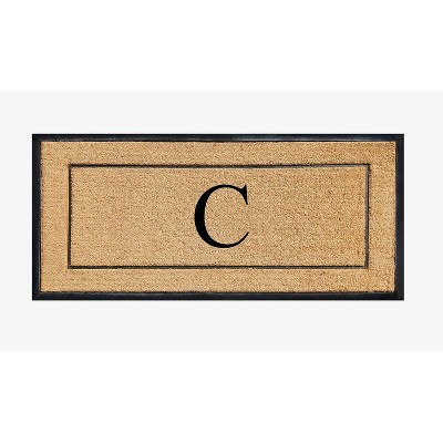 A1HC Natural Coir and Rubber Backing Monogrammed Door Mat, Anti-Shed Entry Doormat