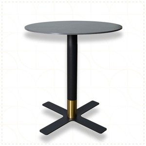 Round Dining Table with Sintered Stone Top and X-Shaped Stainless Steel Pedestal Base – Seats 2–3 People, Kitchen & Dining Room Table for Cafes - 1 of 4