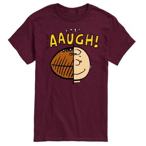 Men's - Peanuts - C Brown Half Football Head Short Sleeve Graphic T-Shirt - 1 of 4