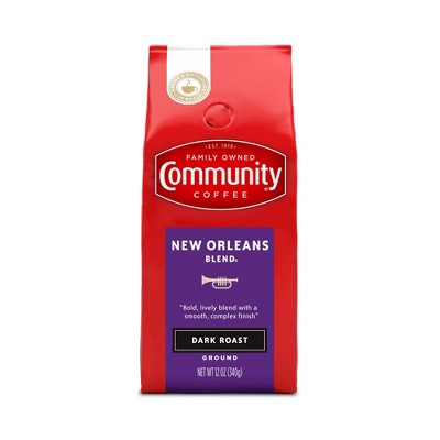 Community® Coffee New Orleans Blend® Special Dark Roast Ground Coffee 12 oz. Bag, Pack of 4