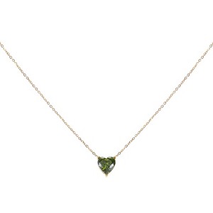 Unique Bargains Women's Birthstone Cubic Zirconia 18K Gold Plated Heart Necklace 17.7" - 1 of 4