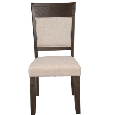 Transitional Beige Upholstered Side Chair with Acacia Wood Frame