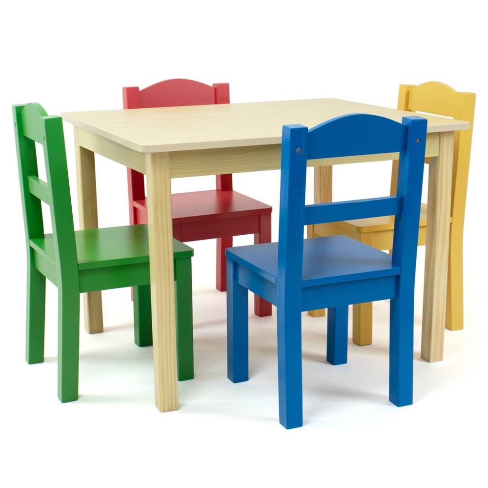 Photos - Other Furniture 5pc Kids' Wood Table and Chair Set Natural - Humble Crew