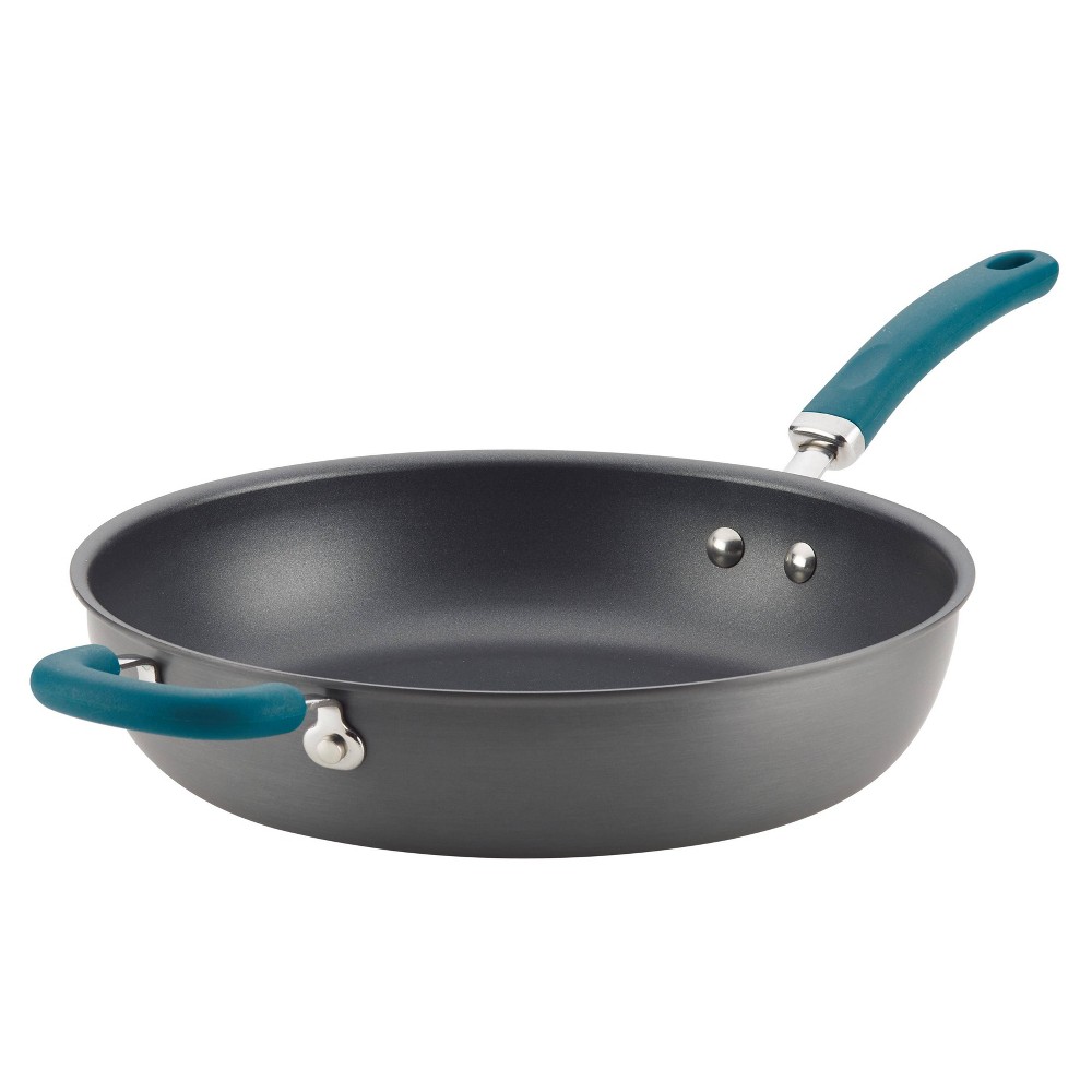 Rachael Ray Create Delicious 12.5 Hard-Anodized Aluminum Nonstick Deep Skillet Teal Handle