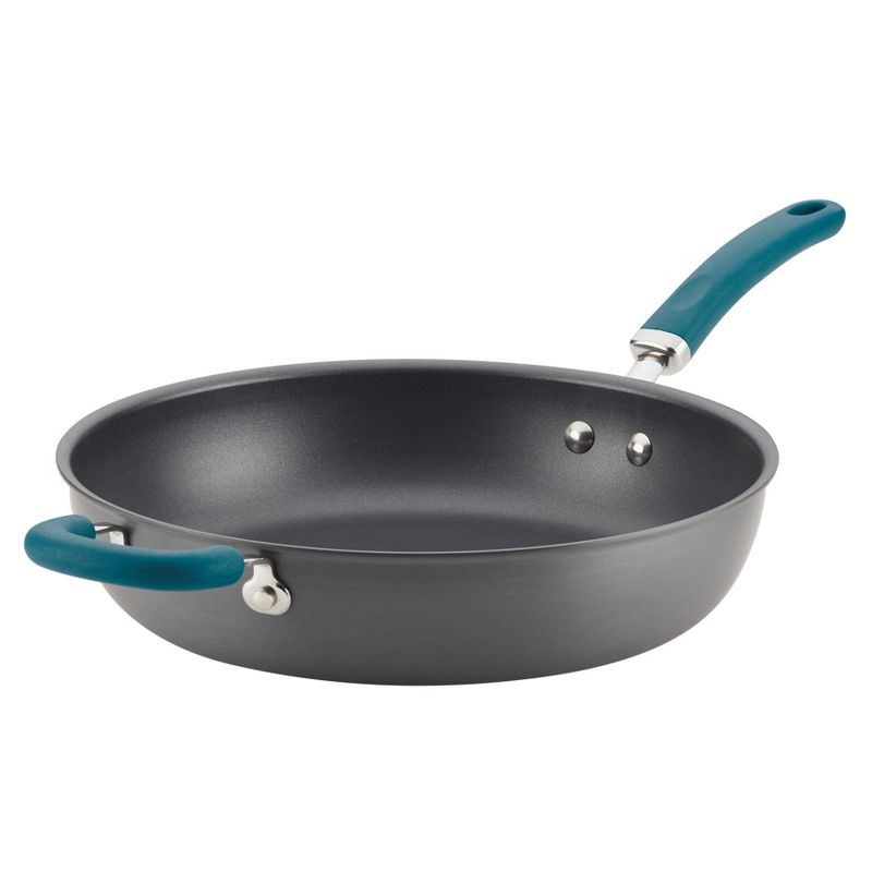 Rachael Ray Create Delicious 12.5" Hard-Anodized Aluminum Nonstick Deep Skillet Teal Handle, 1 of 6