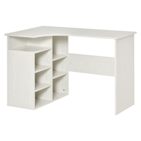 HOMCOM 57 L-Shaped Corner Desk, Computer Home Office Desk and Writing Table - White