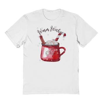 Rerun Island Men's Christmas Warm Wishes Short Sleeve Graphic Cotton T-shirt