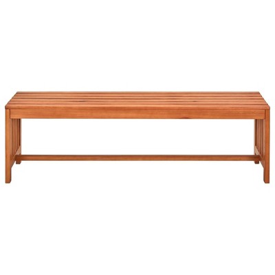 vidaXL 51.2" Weather-Resistant Solid Eucalyptus Wood Patio Bench, Easy-to-Clean Outdoor Garden Furniture with Natural Finish