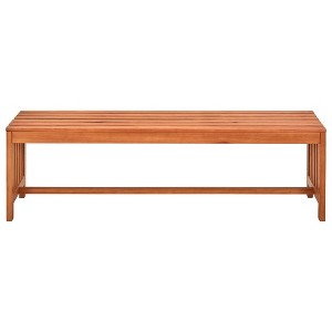 vidaXL 51.2" Weather-Resistant Solid Eucalyptus Wood Patio Bench, Easy-to-Clean Outdoor Garden Furniture with Natural Finish - 1 of 4