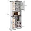 76.4"H Tall Wooden Faux Rattan Storage Cabinet, Kitchen Bar Cabinet with Square Compartments, Doors and Shelves, 4Q -ModernLuxe - 4 of 4