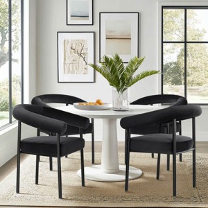Set of 4 Modern Velvet Upholstered Dining Chairs with Curved Back, Comfortable Kitchen or Dining Room Chairs with Arms-Maison Boucle - 1 of 4