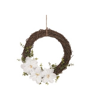 Transpac Natural Fiber 19.69" Brown Spring Magnolia and Twig Wreath - 1 of 2
