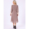 INSPIRE CHIC Women's V Neck Sheer 3/4 Sleeve Wrap Cocktail Midi Dresses - 4 of 4