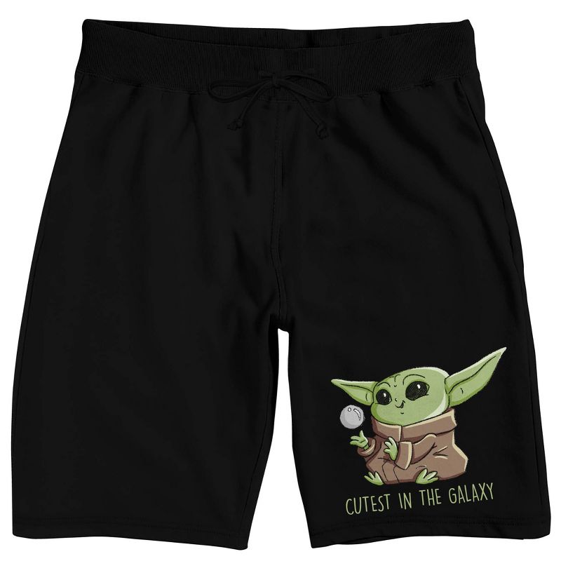 Star Wars The Mandalorian Cutest Grogu Men's Black Sleep Pajama Shorts, 1 of 3