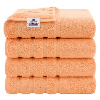 Tens Towels Orange 4 Piece XL Extra Large Bath Towels Set 30 x 60 Inches Premium Cotton Bathroom Towels Plush Quality