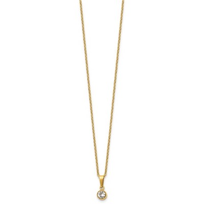 Chisel Stainless Steel Yellow IP-plated Crystal Pendant on a Necklace 16" Cable Chain Necklace with a 2" Ext.
