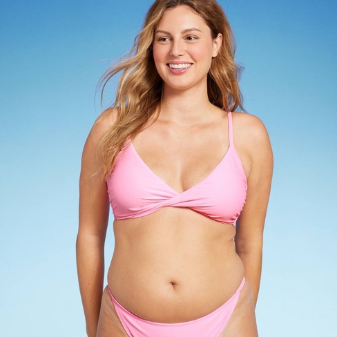 Women's Twist-front Bralette Bikini Top - Wild Fable™ Pink Xl : Target