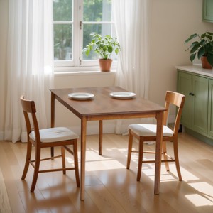 Subrtex Modern Farmhouse Square Table, Cozy Wooden Dining Table for 1-2 Persons, Ideal for Small Kitchen & Dinner Spaces - 1 of 4