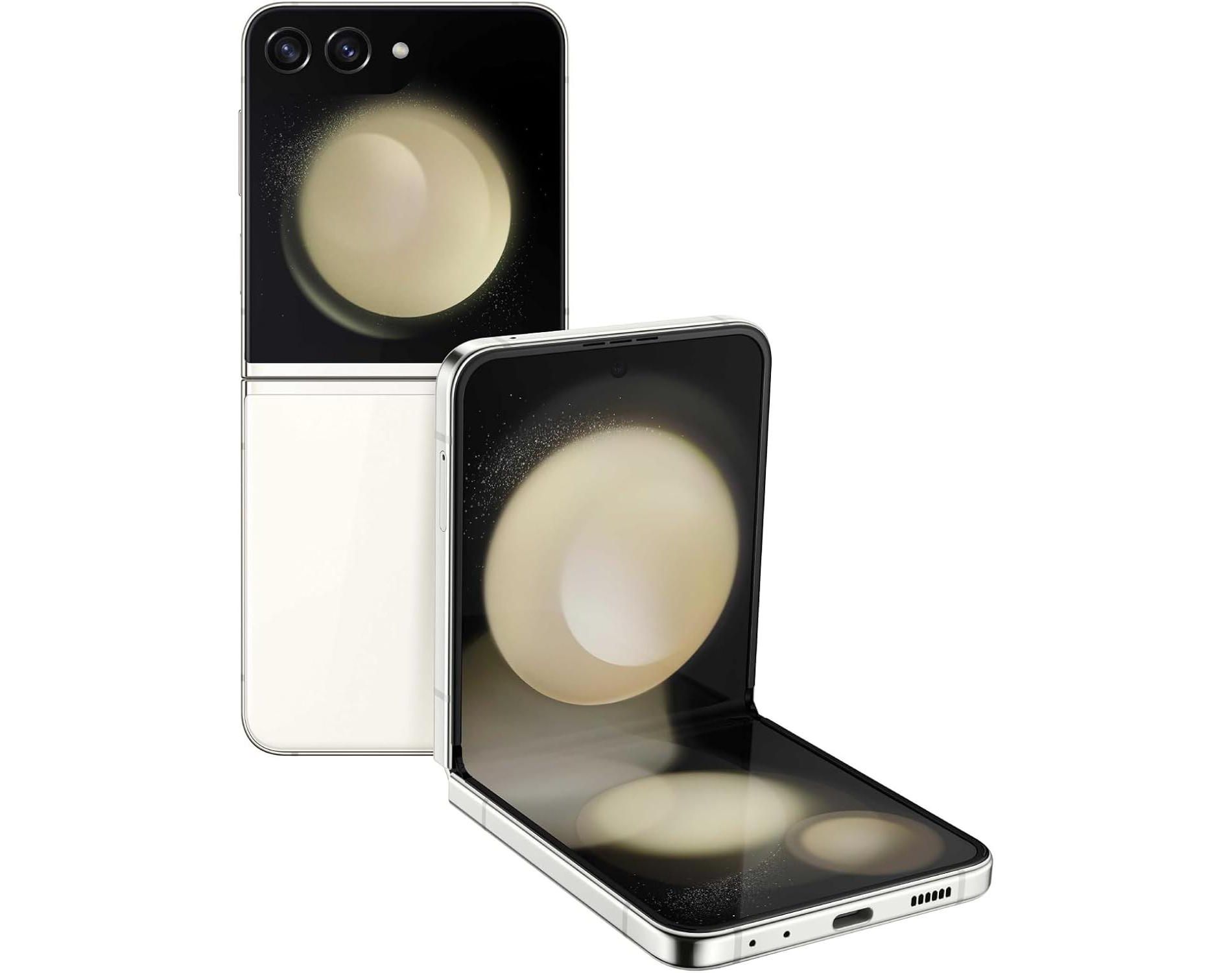 SAMSUNG Galaxy Z Flip5 AI Phone, 256 GB Unlocked Android, Compact, Foldable Design, One-Hand Control, Full Cover Screen, Hands-Free Use, Cream