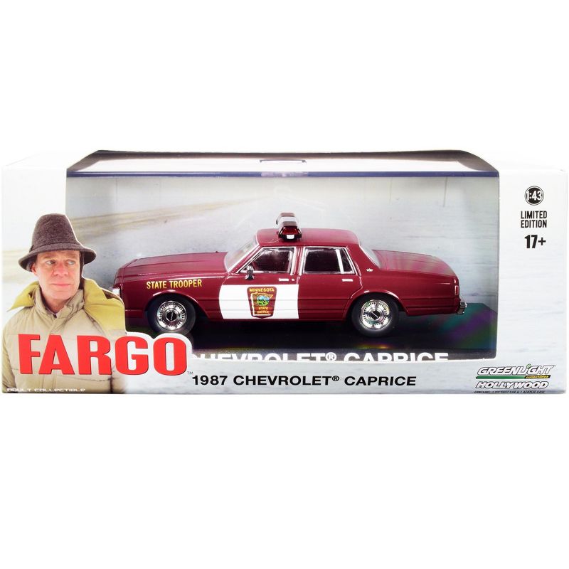 1987 Chevrolet Caprice Burgundy w/Burgundy Interior Minnesota State Trooper "Fargo" 1996 Movie 1/43 Diecast Model Car Greenlight, 3 of 4