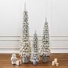LuxenHome 3-Piece Snow-Flocked Slim Artificial Tree Set with Battery Operated Lights Green - 4 of 4