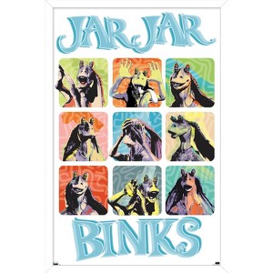 Trends International Star Wars: The Phantom Menace - Jar Jar Binks Grid Framed Wall Poster Prints - 1 of 4