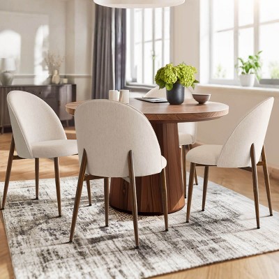 Set of 4 Modern Upholstered Dining Chairs with Walnut Metal Legs Armless Kitchen Chairs for Dining Room,Living Room,Indoor Furniture-Tanpinhause