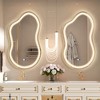 Beautyolove Irregular Asymmetrical Gold Framed LED Light Anti-Fog 3-Colors Dimmable Wall Mirror - 3 of 4