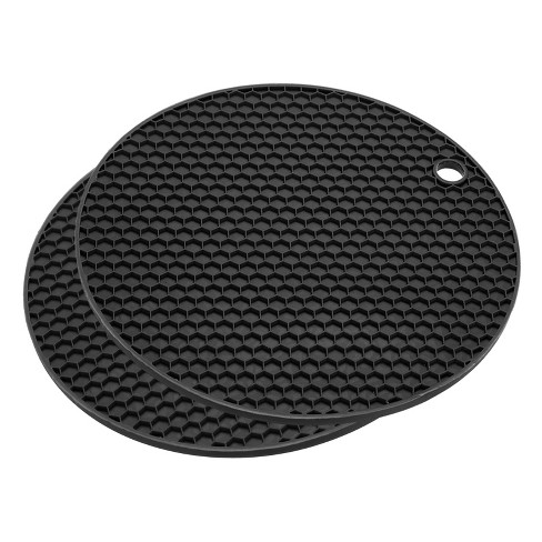 Unique Bargains Silicone Heat Resistant Non-Slip Flexible Trivet Mats 7.08" x 7.08" x 0.24" Black 2 Pcs - image 1 of 3