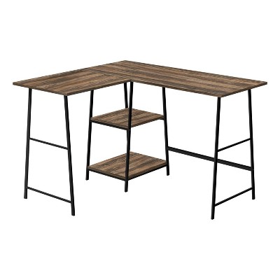 Monarch Specialties Computer Desk Home Office Corner Storage Shelves 48InchL L Shape Work Laptop Metal Laminate Brown Black Contemporary Modern