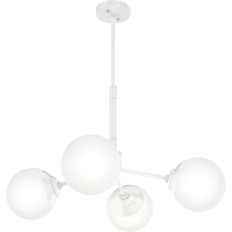 4-Light Hepburn Modern Cased White Glass Chandelier Ceiling Light Fixture - Hunter Fan, 1 of 5
