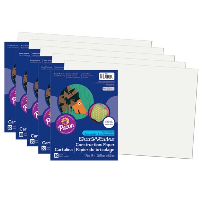 Prang® Construction Paper, White, 12" x 18", 50 Sheets Per Pack, 5 Packs