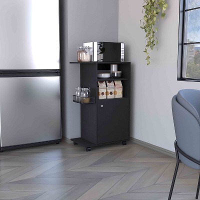 Vynxaria Clip Kitchen Cart with Single Door Cabinet & Easy-Move Casters