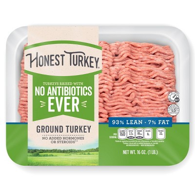 Honest Turkey No Antibiotics Ever 93/7 Ground Turkey - 1lb