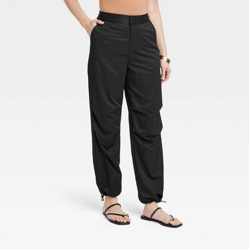 Women's High-rise Parachute Pants - A New Day™ Black 10 : Target