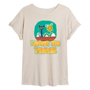 Women's - Pete the Cat - Leave No Trace Camping Oversized Graphic T-Shirt - 1 of 4