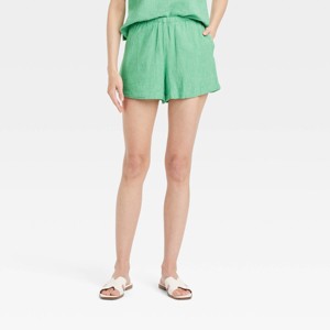 Women's Mid-Rise Linen Pull-On Shorts - A New Day™ - 1 of 3