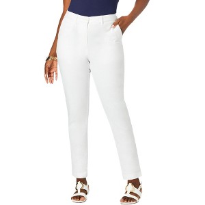 Jessica London Women's Plus Size Petite Stretch Cotton Chino Straight Leg Pant - 1 of 4