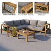 Whisen 4-Piece Acacia Wood Outdoor L-Shaped Sofa Set with Woven Mesh Armrests and Coffee Table - 3 of 4