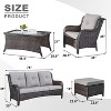 POCASSY 6PCS Patio Furniture Set with Coffee Table, All Weather Wicker Outdoor Conversation Set Patio Sofa Couch Set with Patio Chairs and Ottomans - 3 of 4