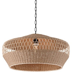 Regency Hill Matias 24 1/2" Modern Coastal Pendant Ceiling Light Fixture Dining Room Over Table Kitchen Island Foyer Hanging Brown Vine and Rope - 1 of 4