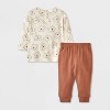 Baby Boys' 3pc Disney Winnie The Pooh Long Sleeve Shirt with Cozy Zip-Up Vest & Bottom Set - Brown - 2 of 4