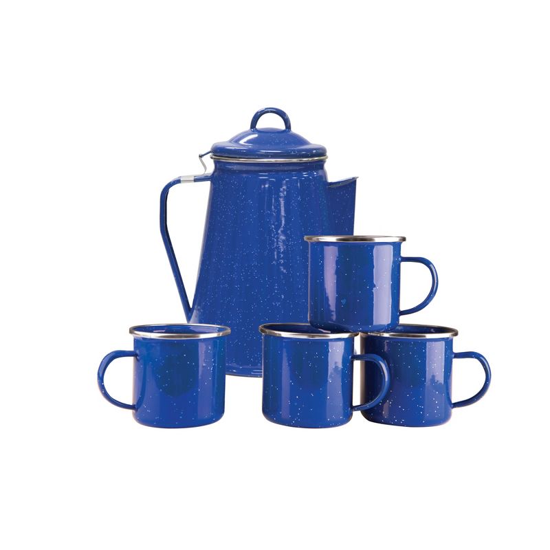 Stansport Enamel Percolator Coffee Pot & Mug Set, 1 of 9